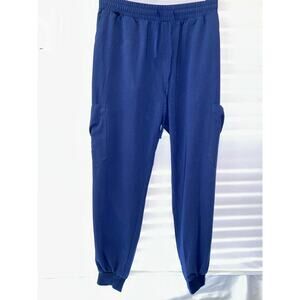 MiM Millennials In Medicine Womens Scrub Pants L Blue Jogger Stretch Cargo